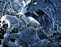 Norse mythology vikings ragnarok ink drawings