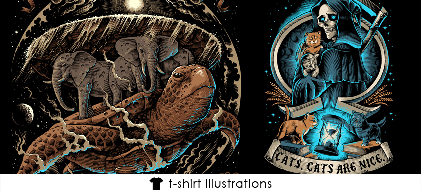 Ink drawings discworld tshirt illustration theoreticalpart